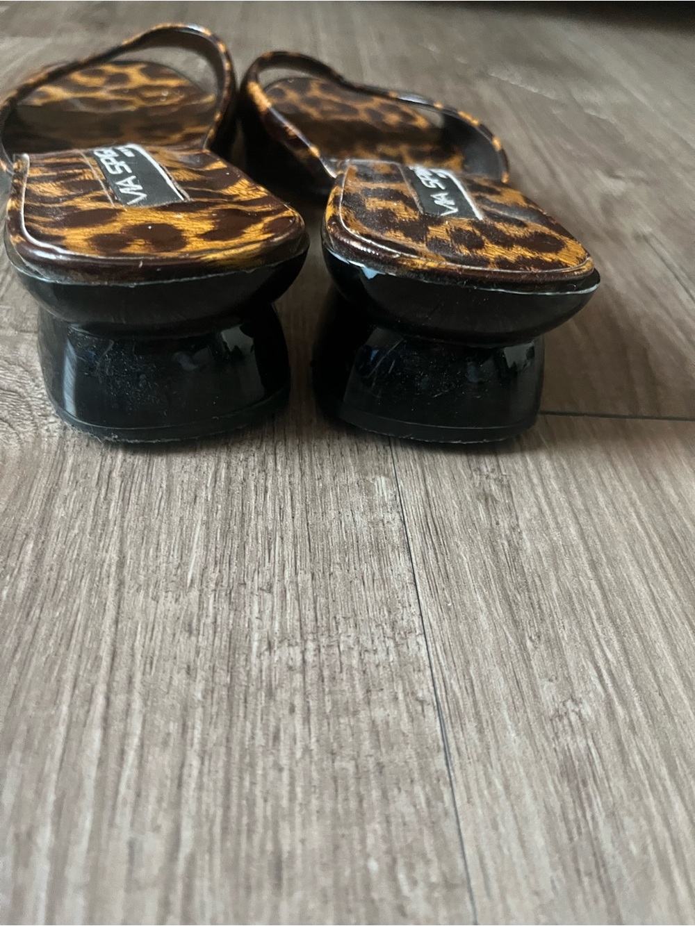 Via Spiga Leopard Print Slide Sandals - Black & Brown - Picture 3 of 3